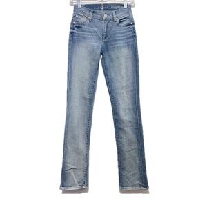 7 For All Mankind Straight Leg Jeans 7Fam Denim Stretch Light Wash Womens Sz 23